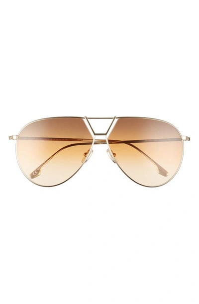 Victoria Beckham 64mm Oversize Aviator Sunglasses In Gold/ Brown