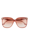 Victoria Beckham Core 59mm Square Gradient Sunglasses In Wine/ Honey