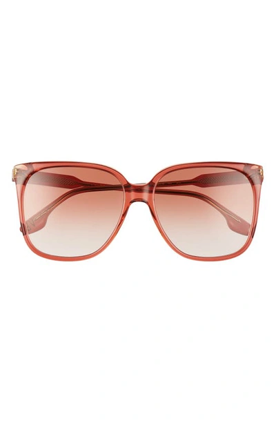 Victoria Beckham Core 59mm Square Gradient Sunglasses In Wine/ Honey