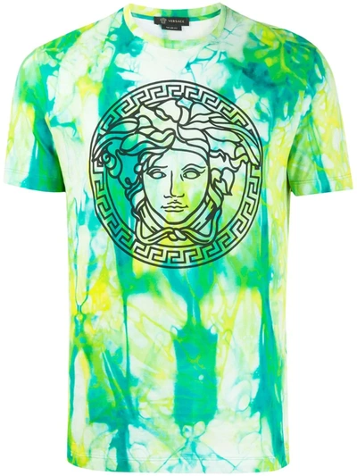 Versace Men's Medusa Jungle-print Logo T-shirt In Green