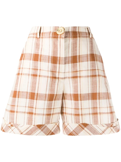Rejina Pyo Oscar Plaid Cotton-linen Shorts In Check