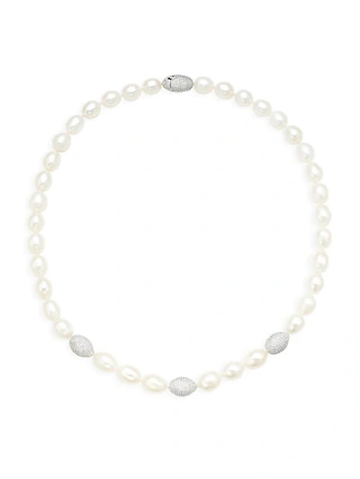 Adriana Orsini 10mm Oval Freshwater Pearl & Crystal Collar Necklace/19"