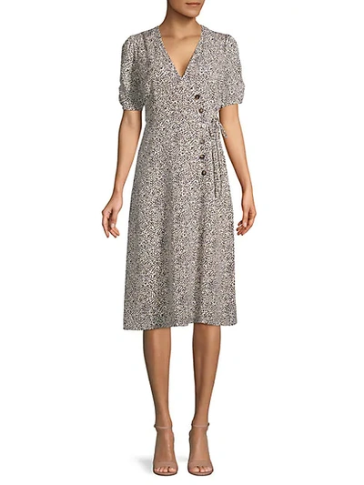 Astr ​animal-print Wrap Midi Dress In Taupe Animal