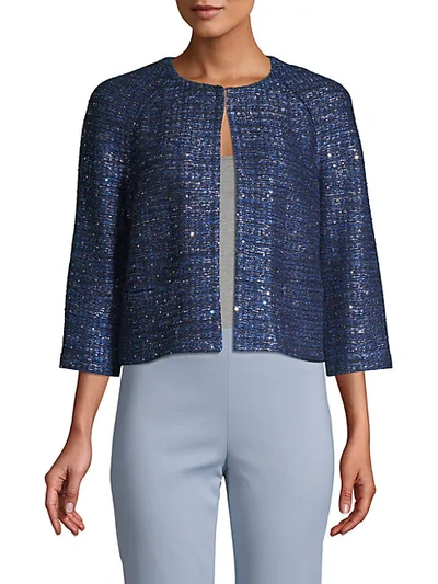 St John Sparkle Knit Jacket In Blue Multi