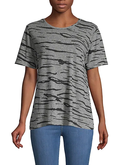 Monrow Tiger-stripe T-shirt In Granite