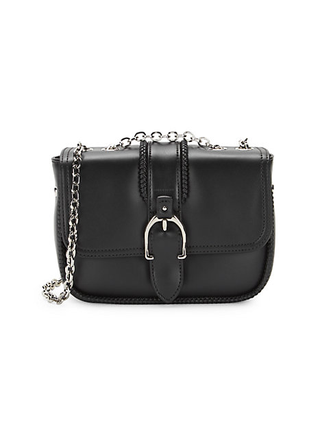 leather shoulder bag with chain strap
