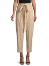 A.l.c Bryan Belted & Cropped Pleat-front Pants In Khaki
