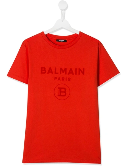 Balmain Kids Logo T-shirt In Orange