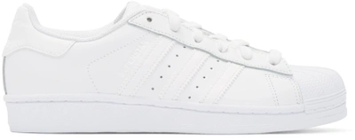 Adidas Originals White Monochromatic Superstar Sneakers