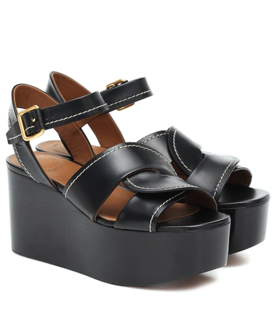 Chloé Candice Snake Embossed Leather Platform Sandal In Black