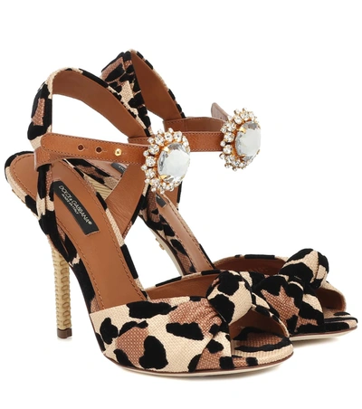 Dolce & Gabbana Women's Embellished Leopard-print Peep-toe Sandals