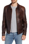 Schott Lightweight Vintage Oil Tanned Unlined Cowhide Leather Trucker Jacket In Brown