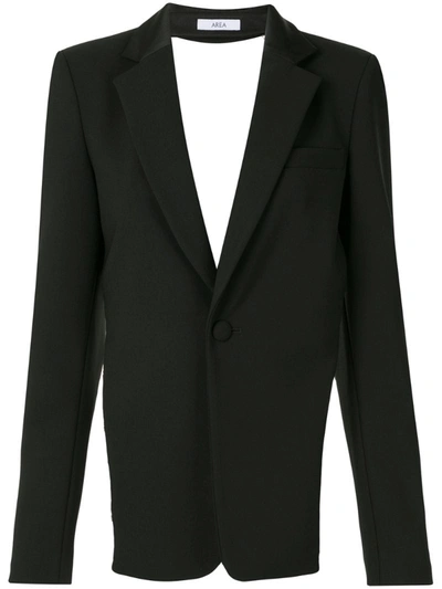 Area Crystal Trim Open Back Blazer In Black