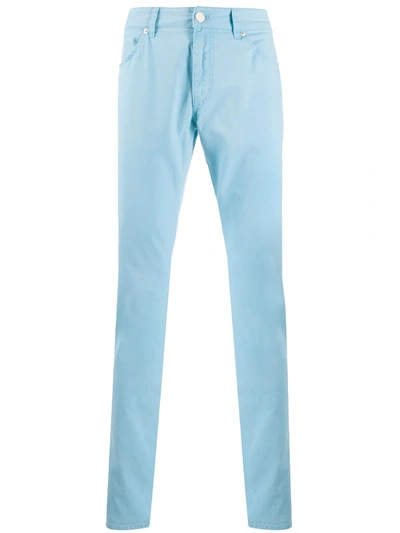 Pt05 Stretch Cotton Trousers In Blue