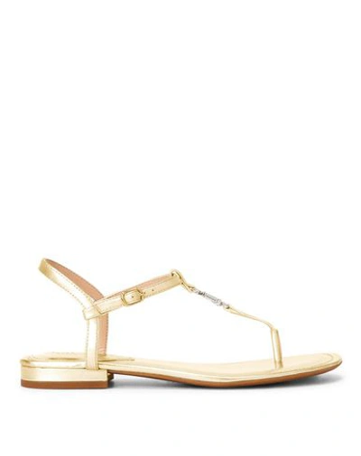 Lauren Ralph Lauren Flip Flops In Gold