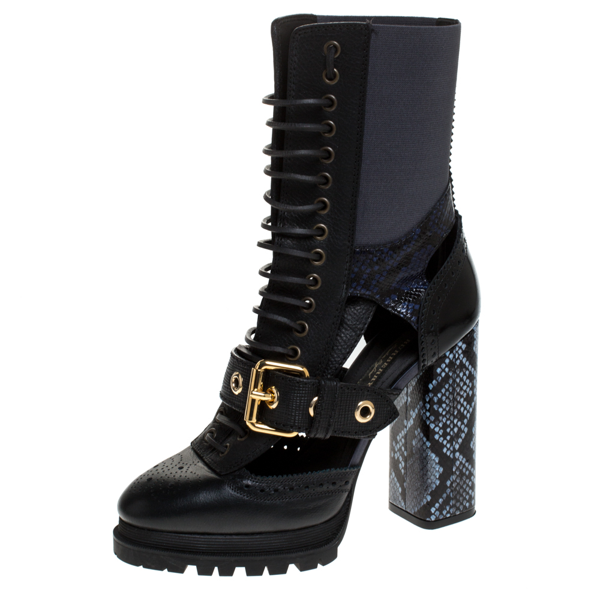 snakeskin calf boots