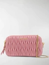 Miu Miu Matelassé Leather Mini-bag In Pink