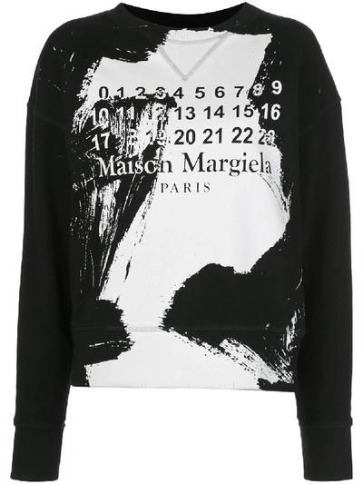 Maison Margiela Paint-effect Sweatshirt In Black