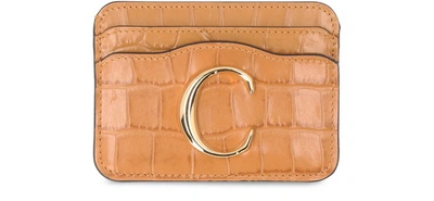Chloé C Card Holder In Autumnal Brown