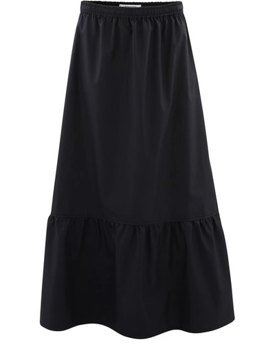 Atlantique Ascoli Long Skirt In Cotton In Black