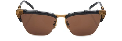Gucci Bamboo Sunglasses In Black/black/brown