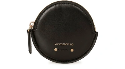 Vanessa Bruno Small Holly Round Smooth Leather Purse In Noir