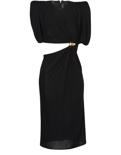 Versace Asymetric Midi Dress In Nero