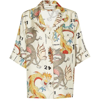La Prestic Ouiston Hawaii Shirt In Dragon Ecru