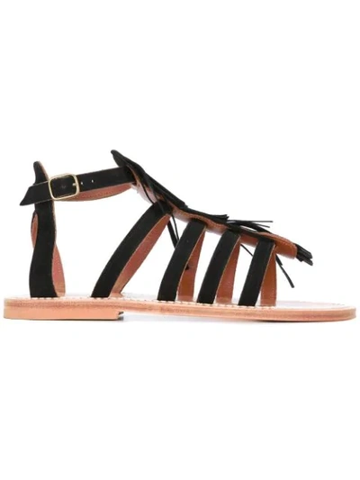 Kjacques Frégate Sandals With Fringes In Black