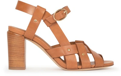 Vanessa Bruno Leather High Heels Shoes In Camel