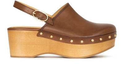 Vanessa Bruno Leather Clog In Marron