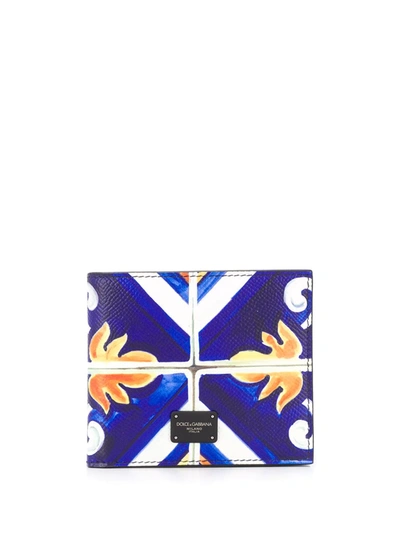 Dolce & Gabbana Dolce And Gabbana Multicolor Maiolica Bifold Wallet In Blue,orange,yellow