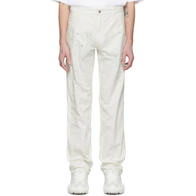 Acne Studios Painted Denim Trousers White Multicolor In Whitemulti