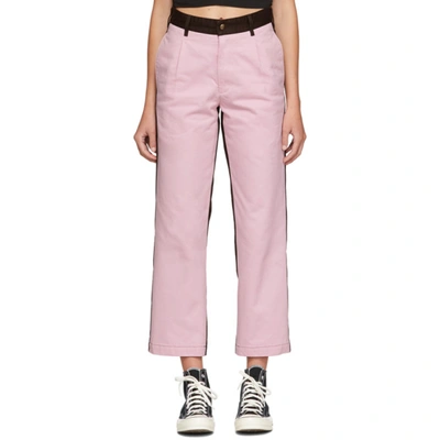 Noah Nyc Pink And Brown Single Pleat Chinos