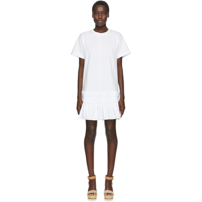 See By Chloé See By Chloe White Pleated Hem T-shirt Dress In 109 White P