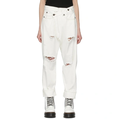 R13 White Cross-over Jeans In Nollie Whit
