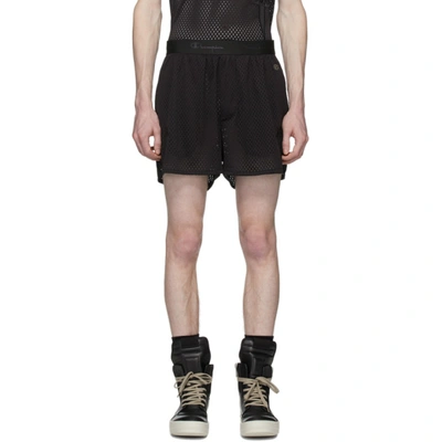 Rick Owens Black Champion Edition Mesh Dolphin Boxer Shorts In 09 Blk