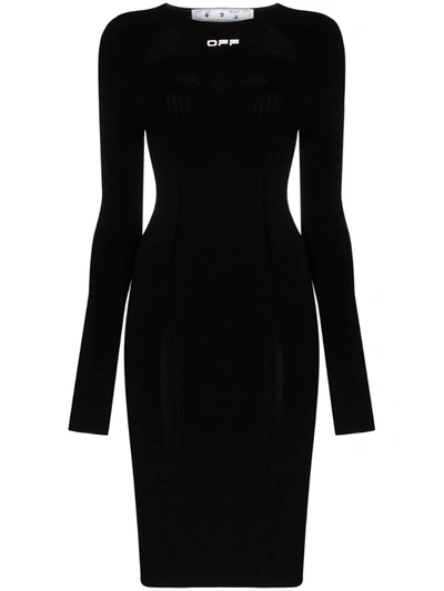 Off-white Seamless Stretch Knee-length Dress In Black