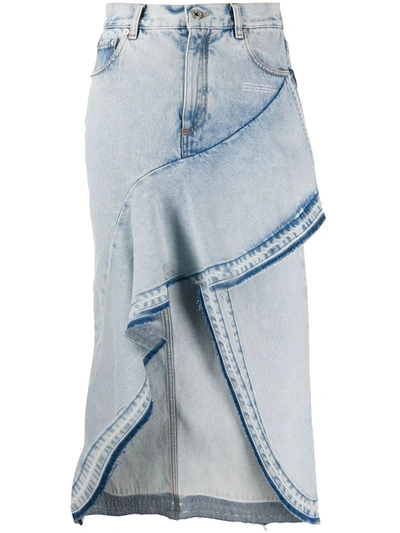 Off-white Ruffled Asymmetrical Denim Skirt In Blue