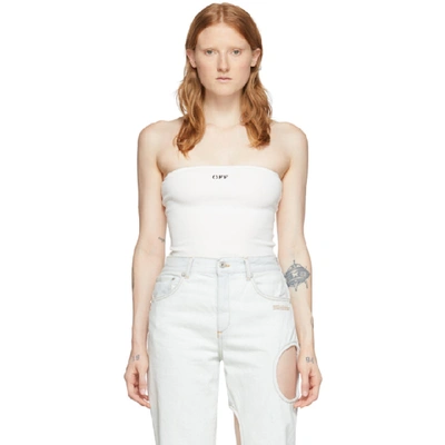 Off-white Crescent Moon Print Ribbed Top In White