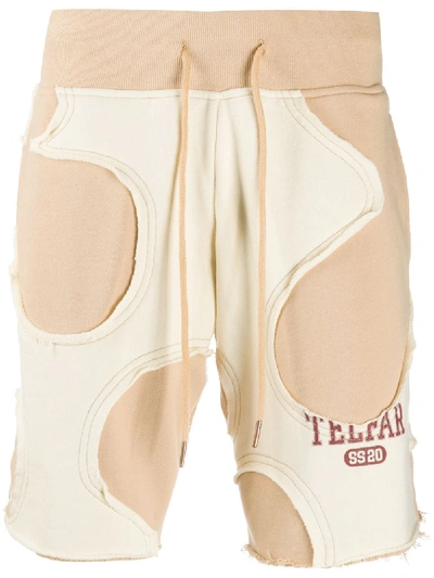 Telfar Khaki & Off-white Camo Cut-off Sweat Shorts In Neutrals