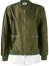 3.1 Phillip Lim / フィリップ リム Ribbed-trim Satin Bomber Jacket In Military Green