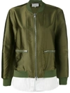 3.1 Phillip Lim Ribbed-trim Satin Bomber Jacket In Military Green