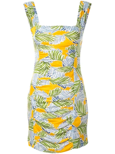 Bec & Bridge Palm Paradise Printed Silk-satin Mini Dress In Blue