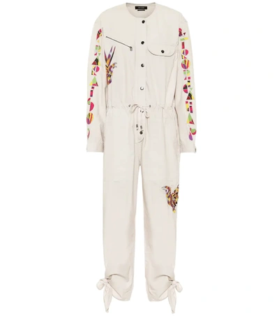 Isabel Marant Gigi Jacquard Cotton Jumpsuit In Beige