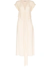 Three Graces Tilde Ivory Wrap-front Midi Dress In Neutrals
