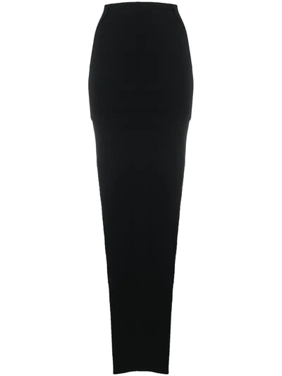 Rick Owens Double Slit-side Maxi Skirt In Black