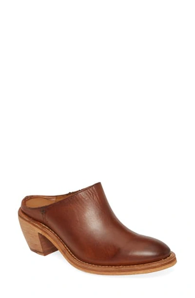 Frye Rosalia Leather Block-heel Mules In Brown