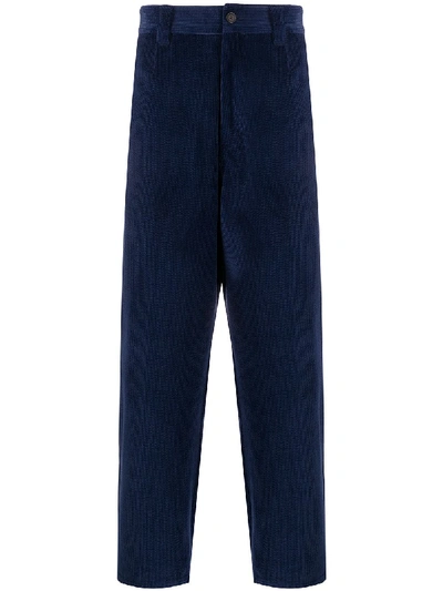 Acne Studios Tapered Fit Corduroy Trousers Navy In Blue