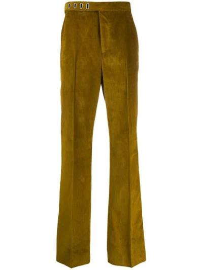 Acne Studios Tapered Fit Corduroy Trousers Olive Green In Yellow